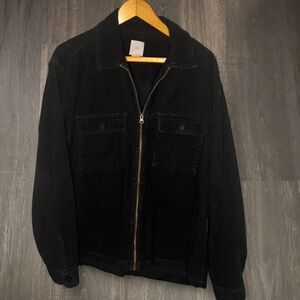H&M Black Corduroy Zip Jacket Size Large 100% Cotton
